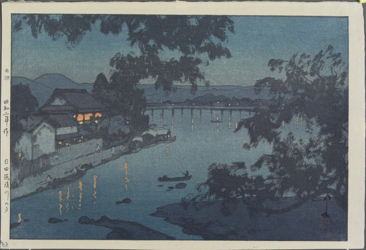 Este a Chikugo folyón Hitában alkotó: Hiroshi Yoshida