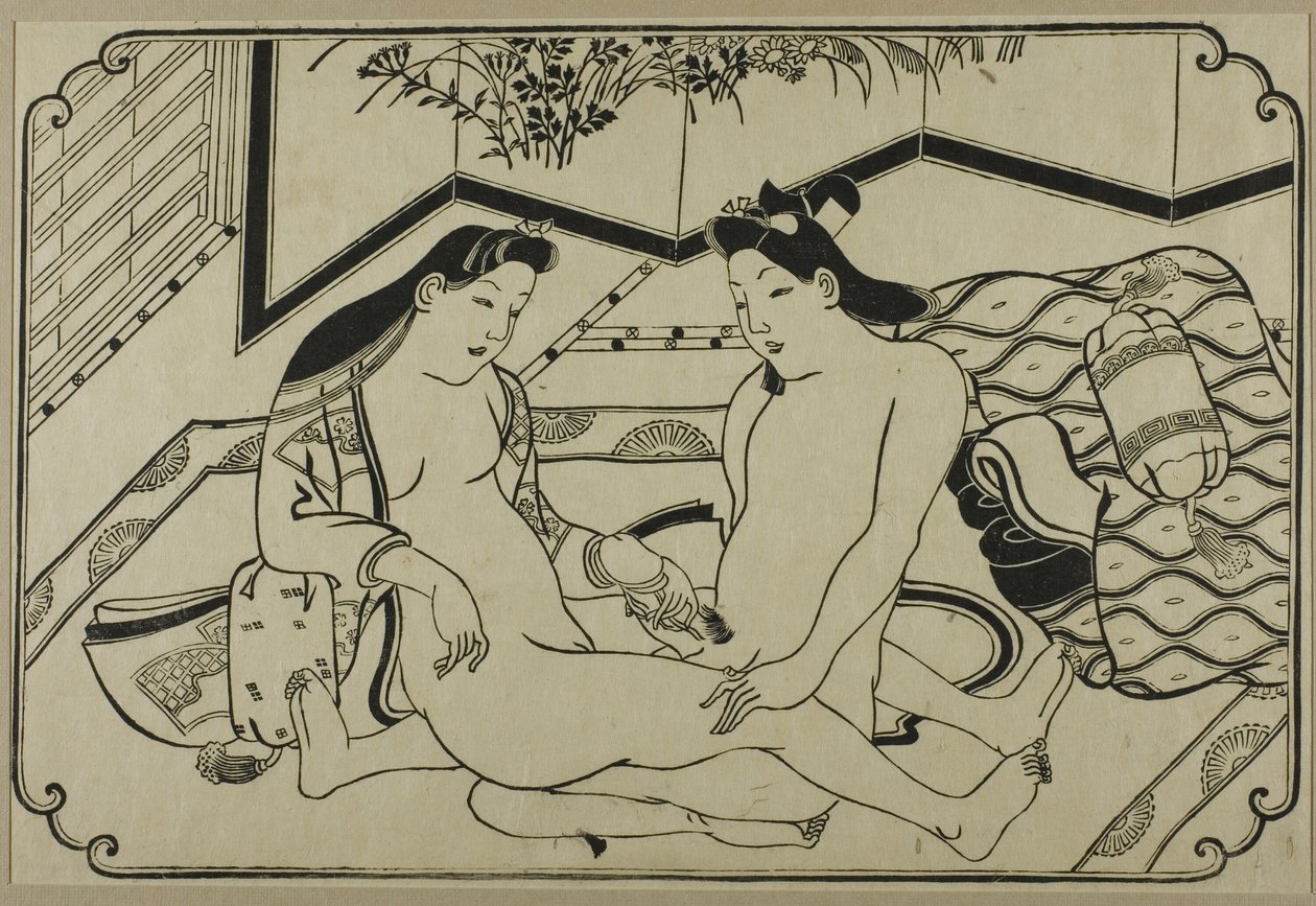 Egy lap egy shunga albumból alkotó: Hishikawa Moronobu