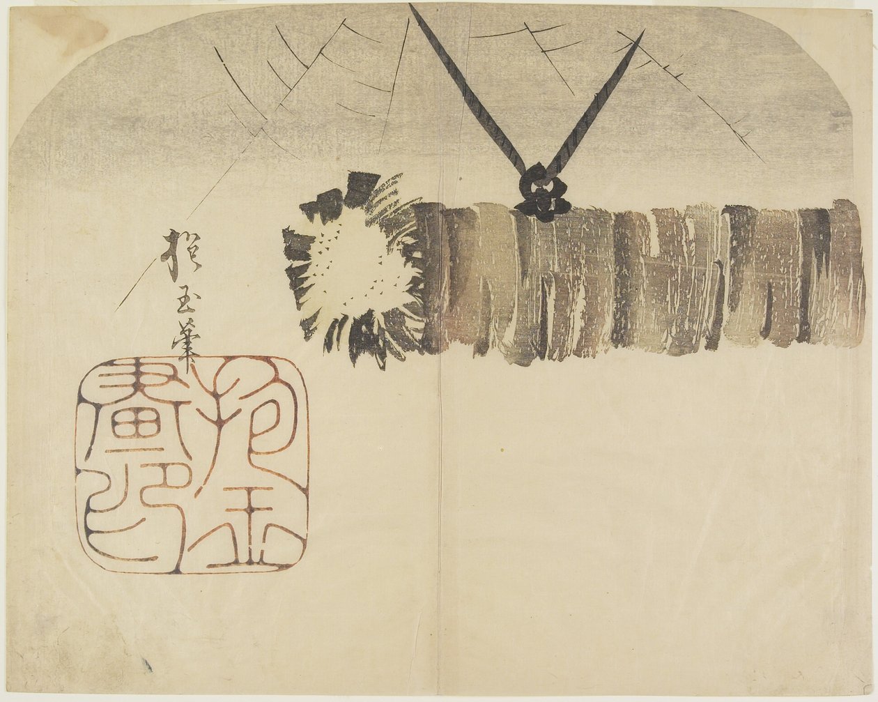 (A templomi harangok ütésére használt rönk), c. 1830 alkotó: Hogyoku