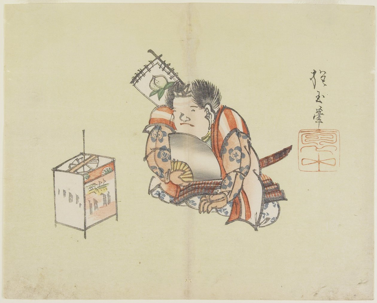 (Momotaro_ Egy rajongó használata), c. 1830 alkotó: Hogyoku