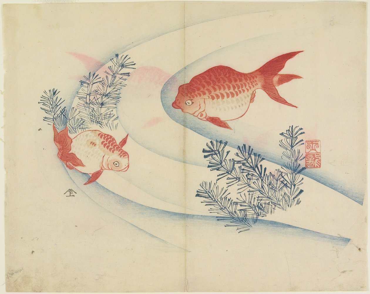 (Két aranyhal a vízben), c. 1830 alkotó: Hogyoku