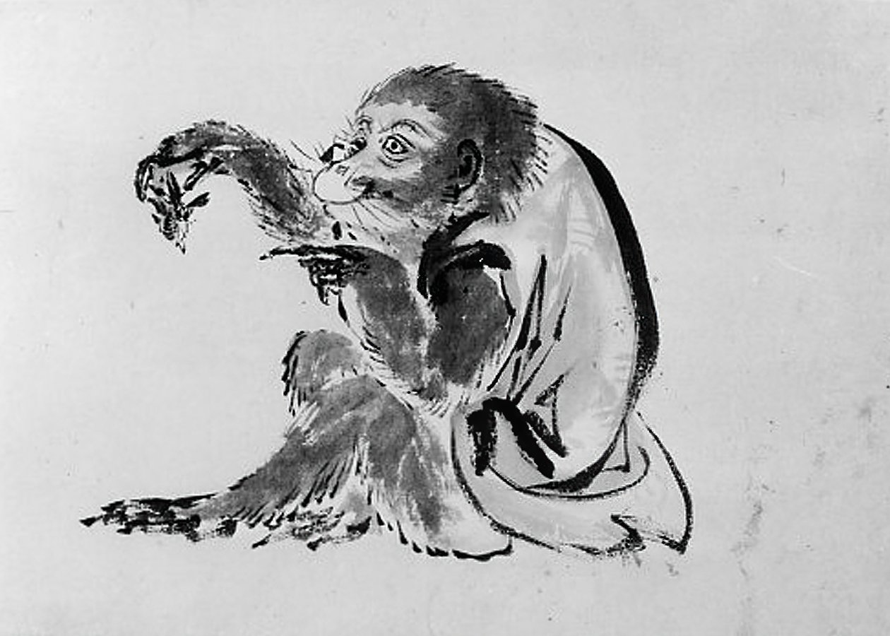 Monkey and Bee, 19th century.  alkotó: Hokusai School.