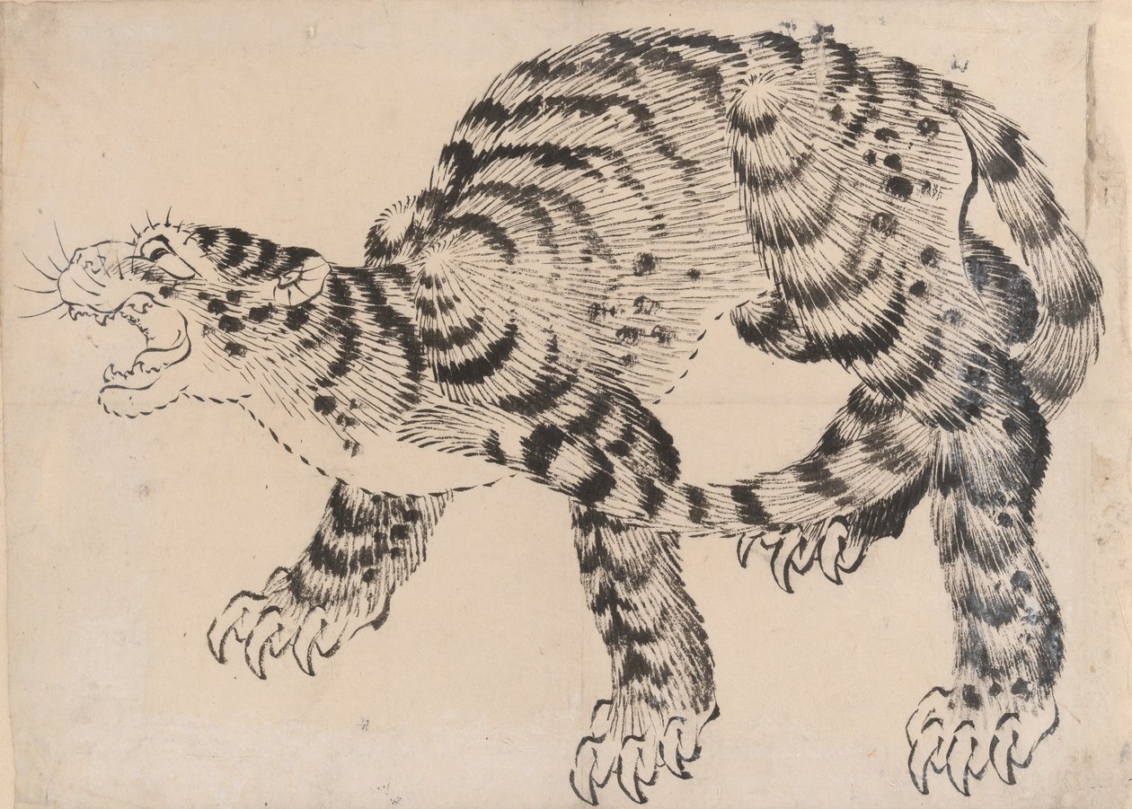 Tigris, 19. század. alkotó: Hokusai School.