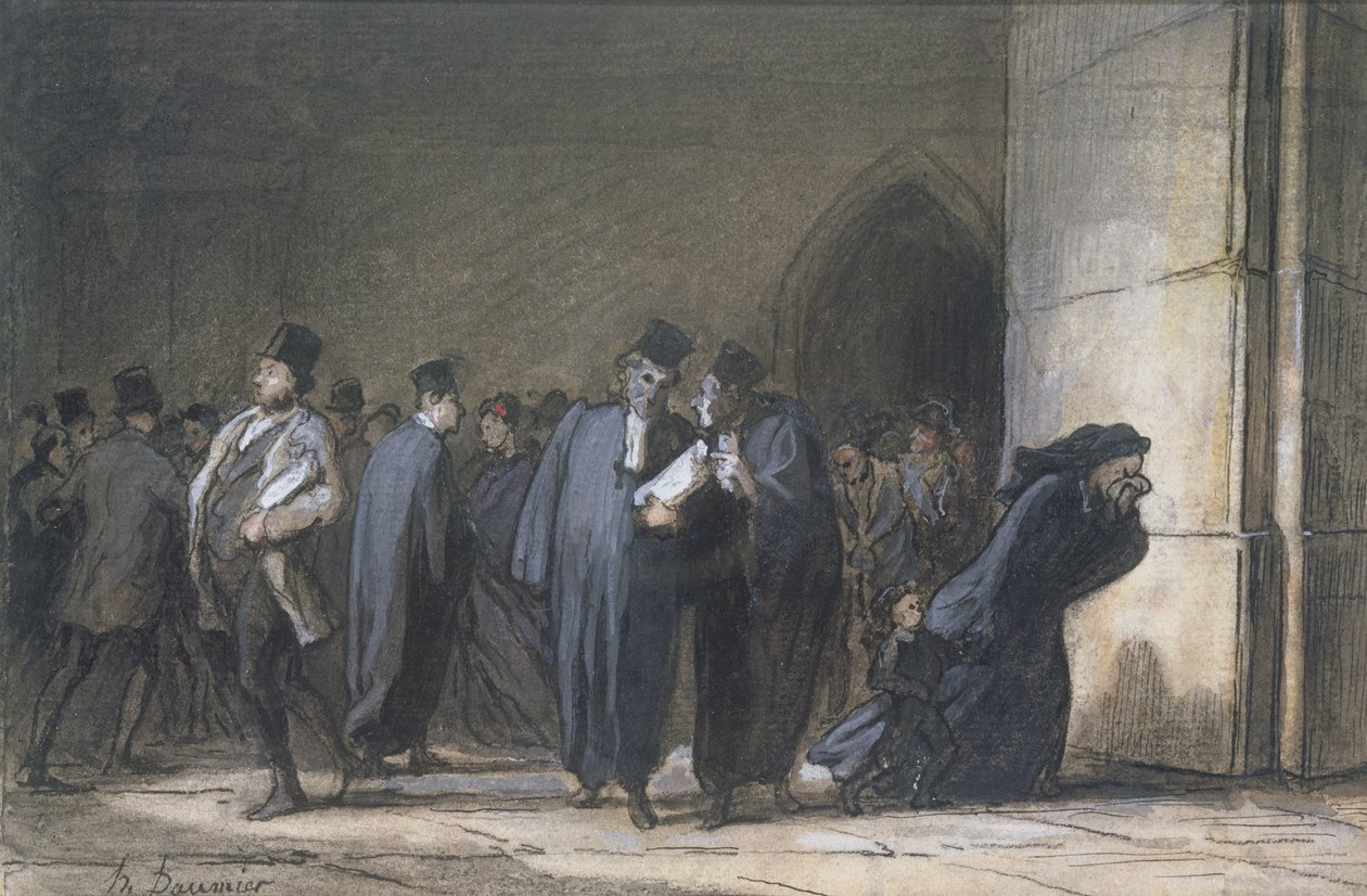 Az Igazságügyi Palotában, 1862-65 körül (toll és tinta, gouache és WC papíron) alkotó: Honoré Daumier