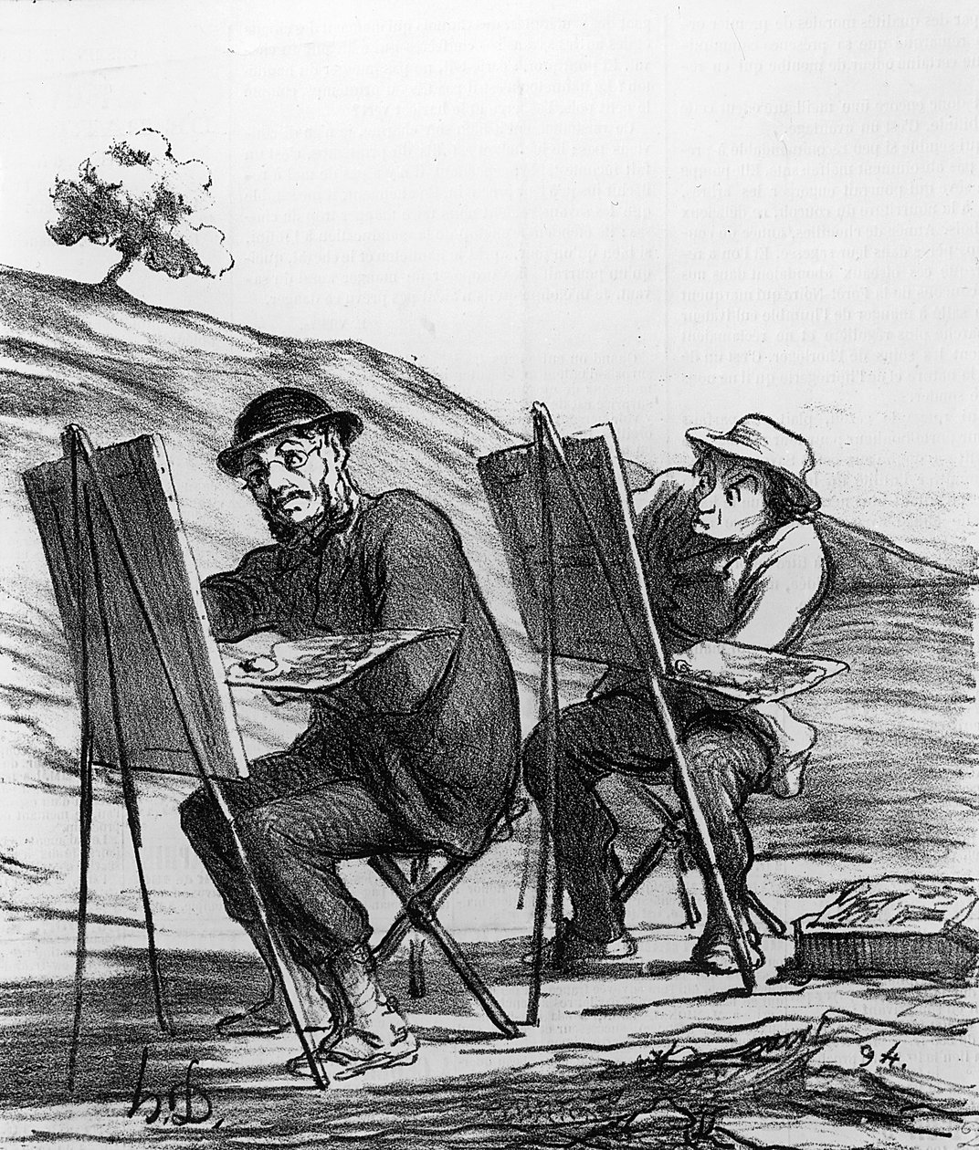 Rajzfilm lámpalázas tájfestők, a „Charivari” magazinból, 1865. május 12. alkotó: Honoré Daumier