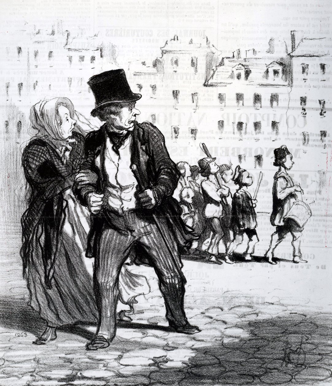 Le Alarmistes et les Alarmes, illusztráció a "Le Charivari"-ból, 1848 (litográfia) alkotó: Honoré Daumier