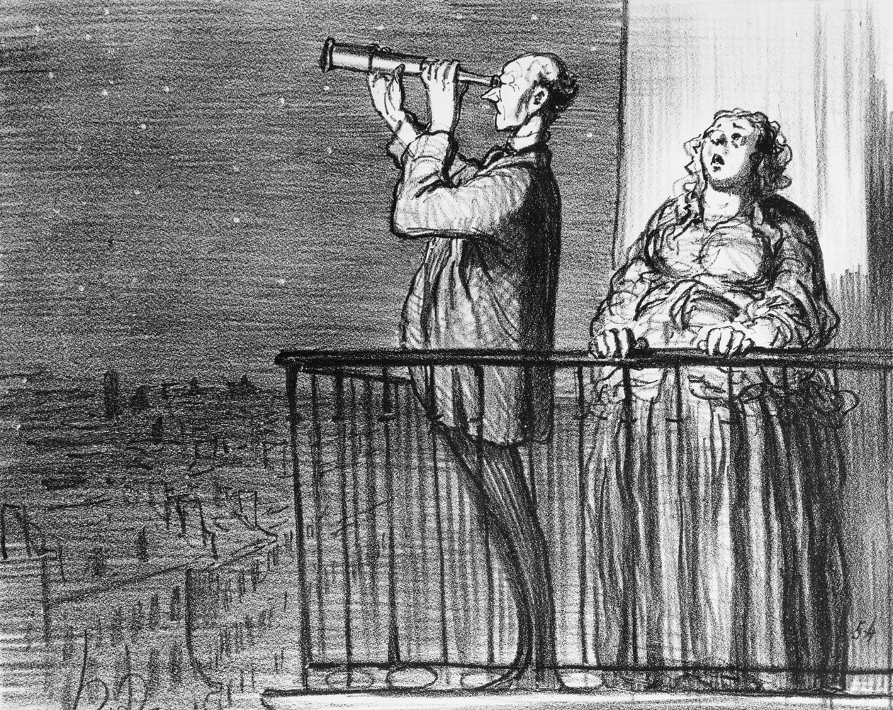 „Actualites” sorozat, az üstökös, Parisiens incredules, 394. tábla, illusztráció a „Le Charivari”-ból, 1857. május 1. alkotó: Honoré Daumier