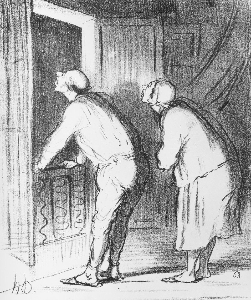 Sorozat „Actualites”, az üstökös, június 13-a előtti este, 406. tábla, illusztráció a „Le Charivari”-ból, 1857. június 12. alkotó: Honoré Daumier
