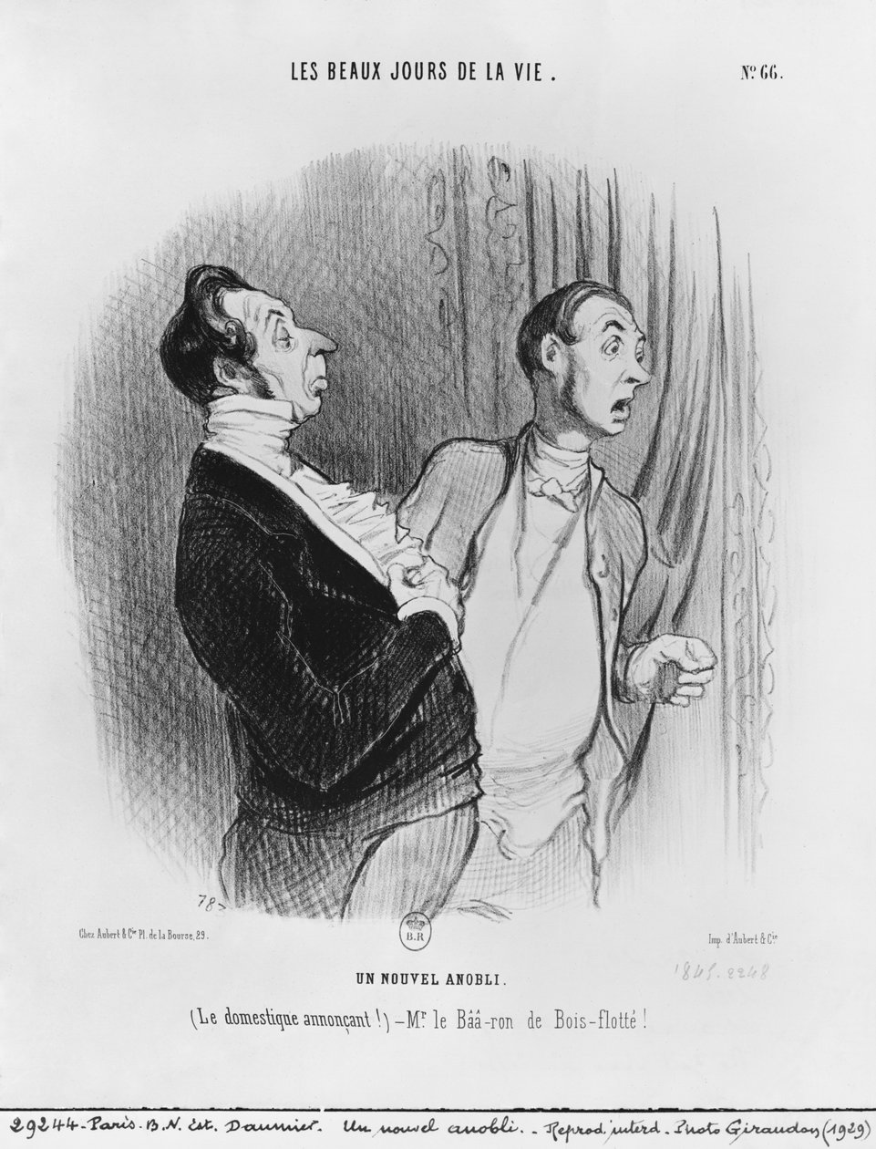 „Les beaux jours de la vie” sorozat, Egy új nemes, 66. tábla, illusztráció a „Le Charivari”-ból, 1845. július 2. alkotó: Honoré Daumier