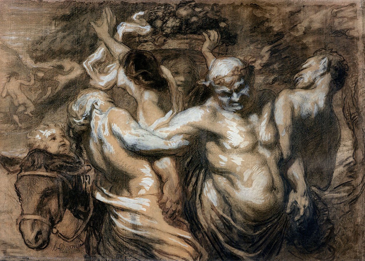 The Drunken Silenus (faszén és testszín papíron) alkotó: Honoré Daumier