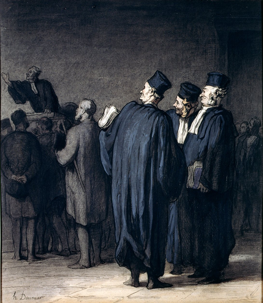 The Lawyers, 1870-75 (Wc, toll, tinta és zsírkréta papíron) alkotó: Honoré Daumier