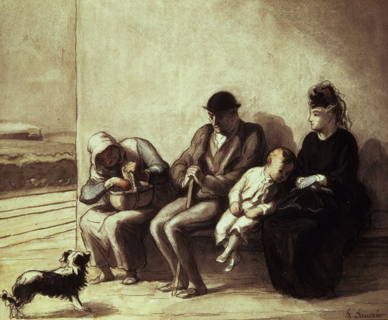 Útszéli pályaudvar (toll és mosás) alkotó: Honoré Daumier
