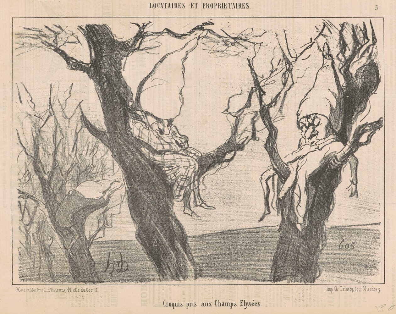 A Champs Elysées-n készült vázlat alkotó: Honoré Daumier