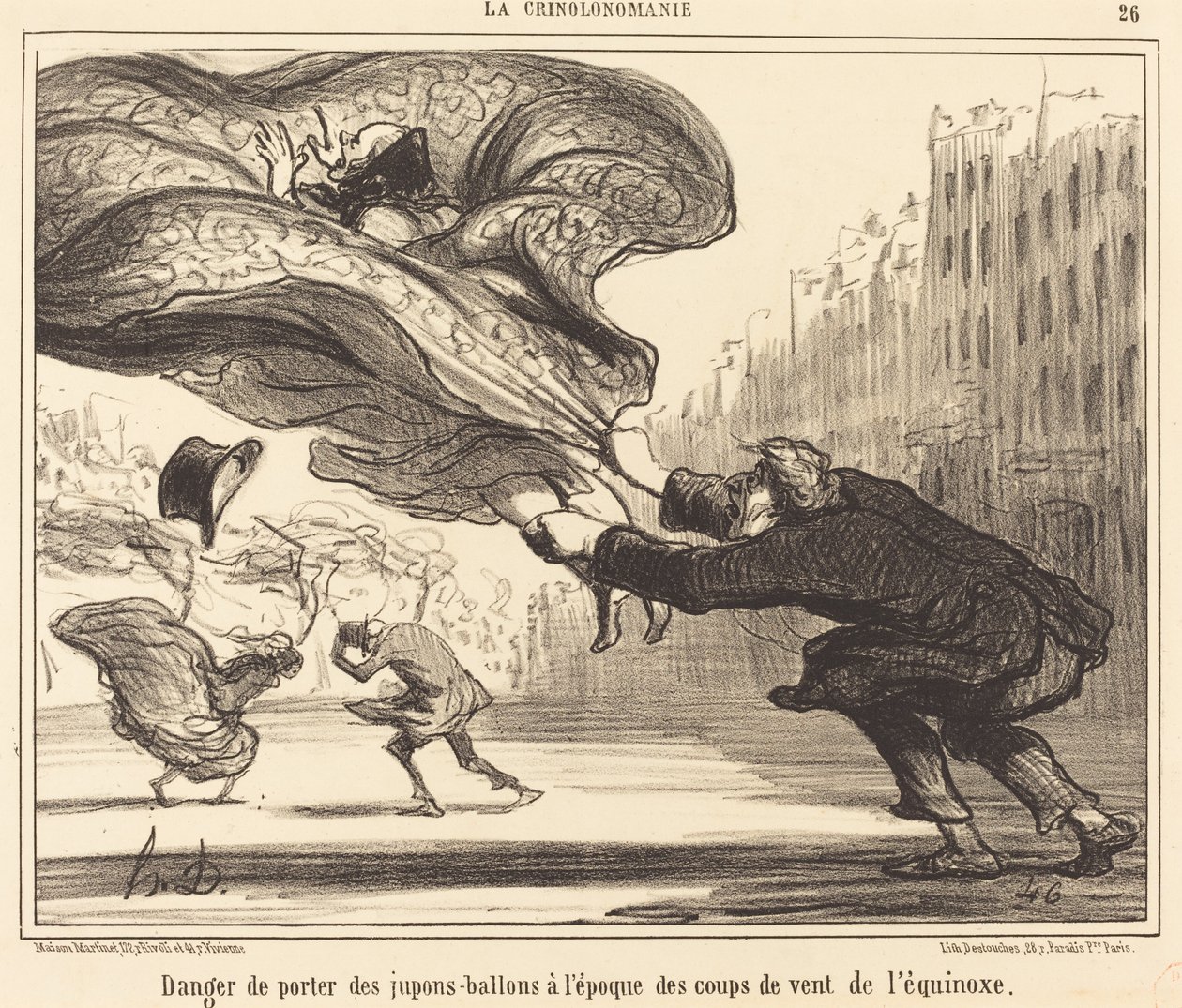 Ballon alsószoknya viselésének veszélye... alkotó: Honoré Daumier