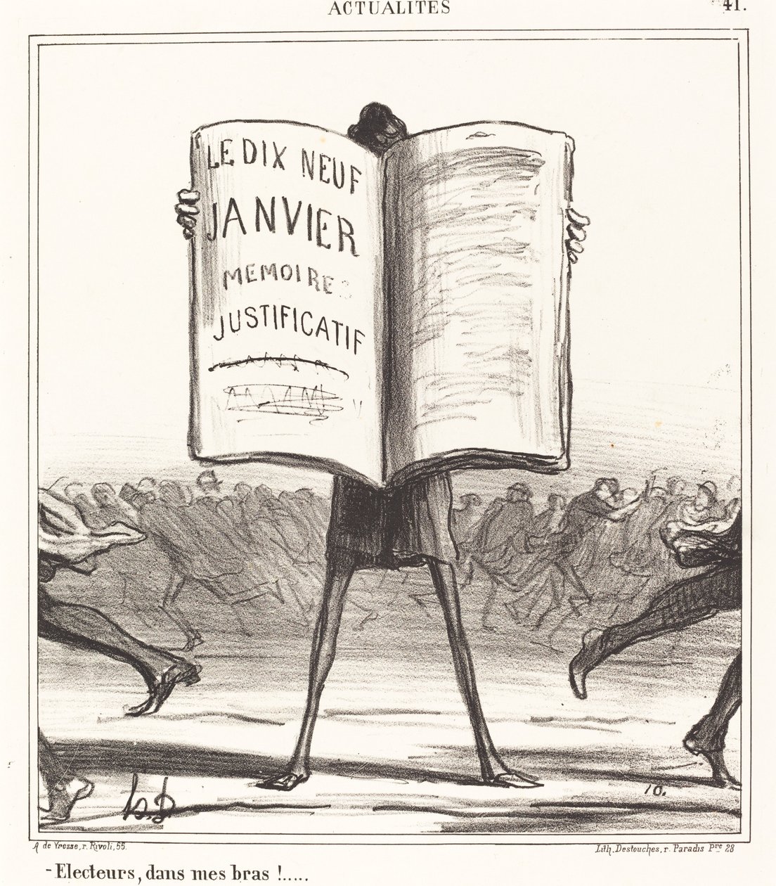 Szavazók, a karomban!... alkotó: Honoré Daumier