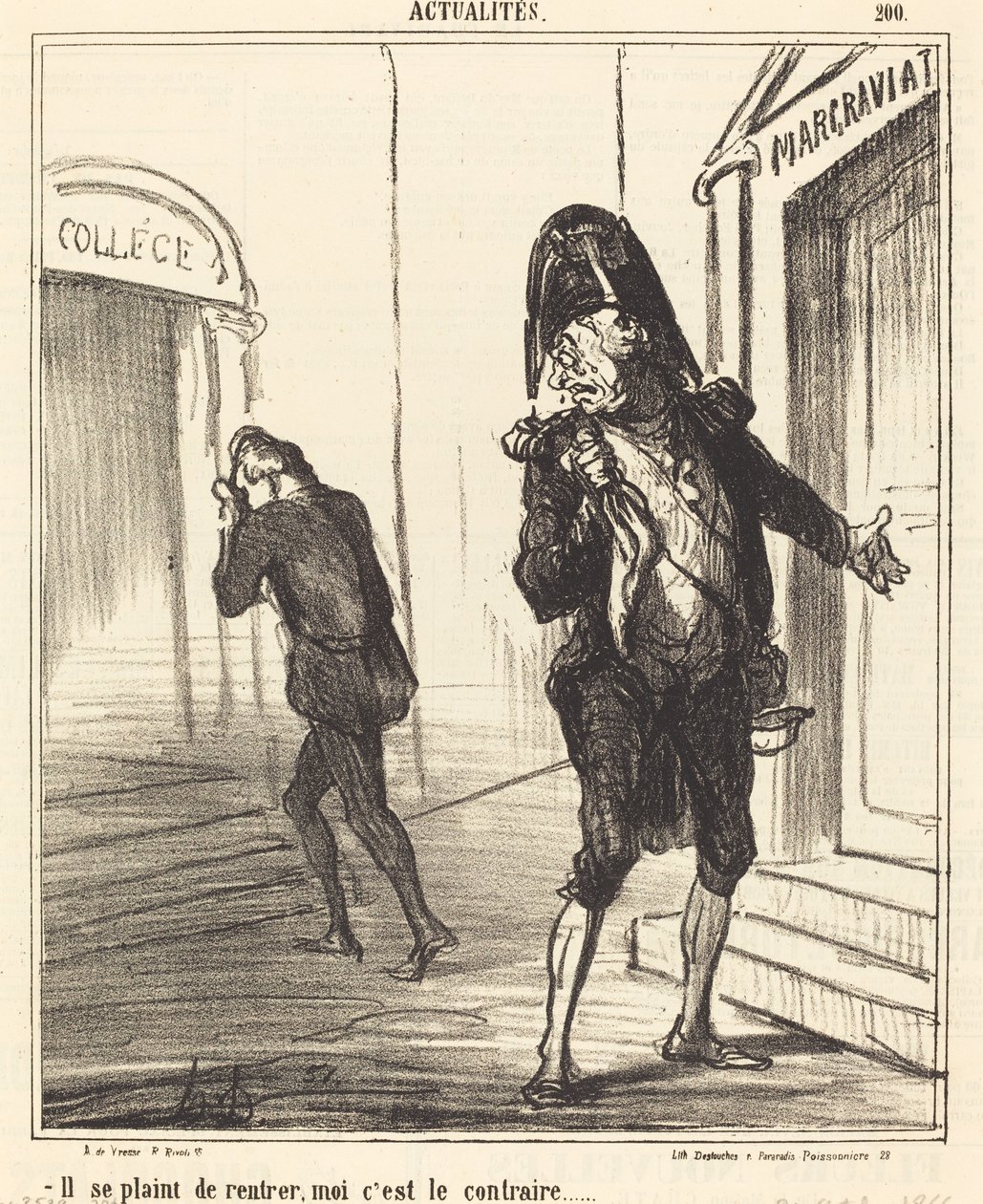 Panaszkodik, hogy hazajön... alkotó: Honoré Daumier