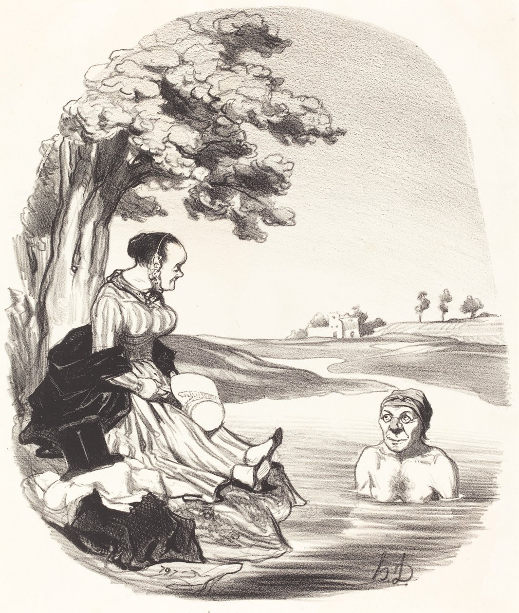 A víz finom... Biztosíthatlak... alkotó: Honoré Daumier