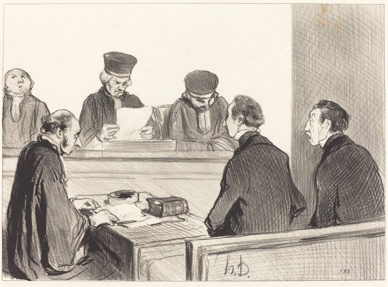 A Bíróság kiüresíti a tanácskozást... alkotó: Honoré Daumier