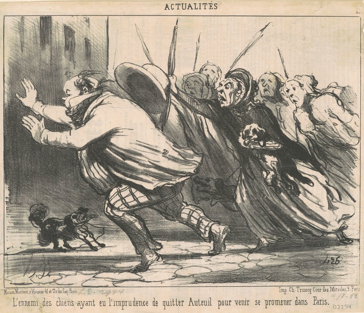 A kutyák ellensége a figyelmetlenséggel... alkotó: Honoré Daumier