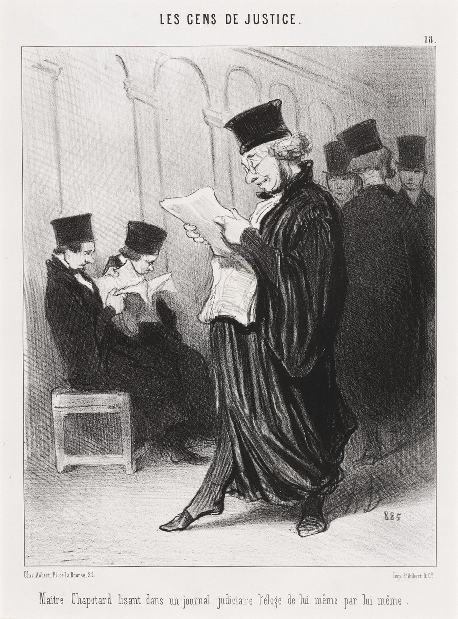 Maitre Chapotard felolvassa... saját laudációját... alkotó: Honoré Daumier