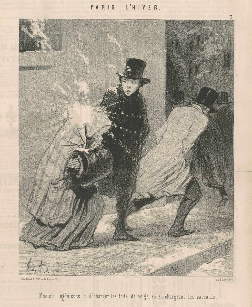 Ötletes módja a tetők lerakodásának... alkotó: Honoré Daumier