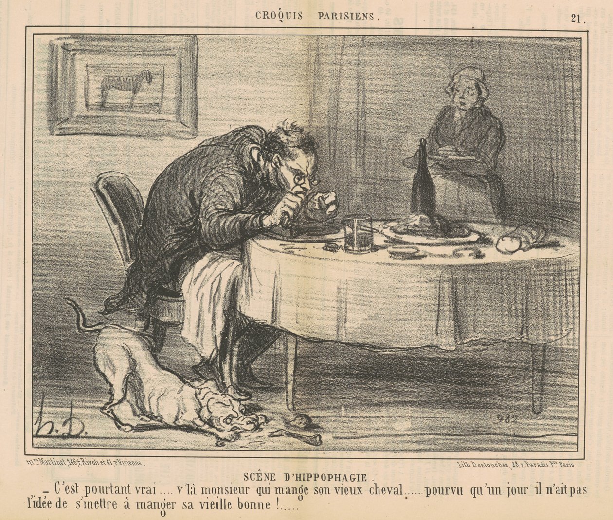 Hippofág jelenet alkotó: Honoré Daumier