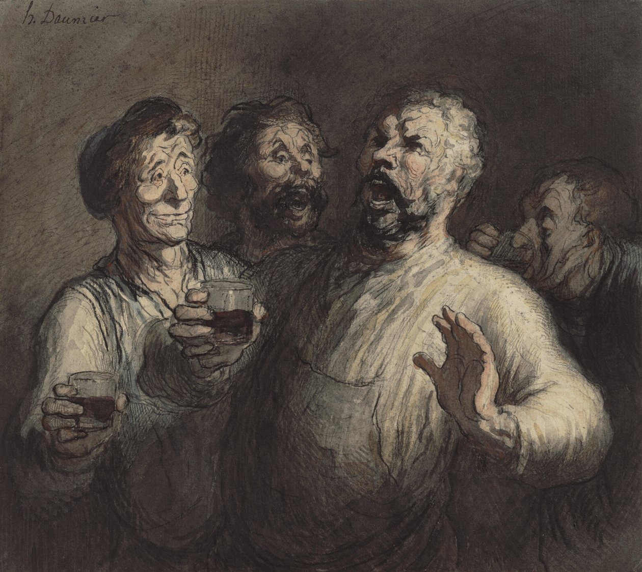 Az ivók, 1860 körül alkotó: Honoré Daumier