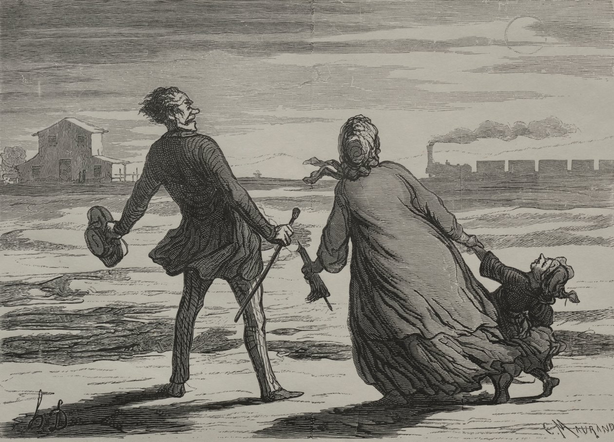 A vasút: Túl késő. alkotó: Honoré Daumier