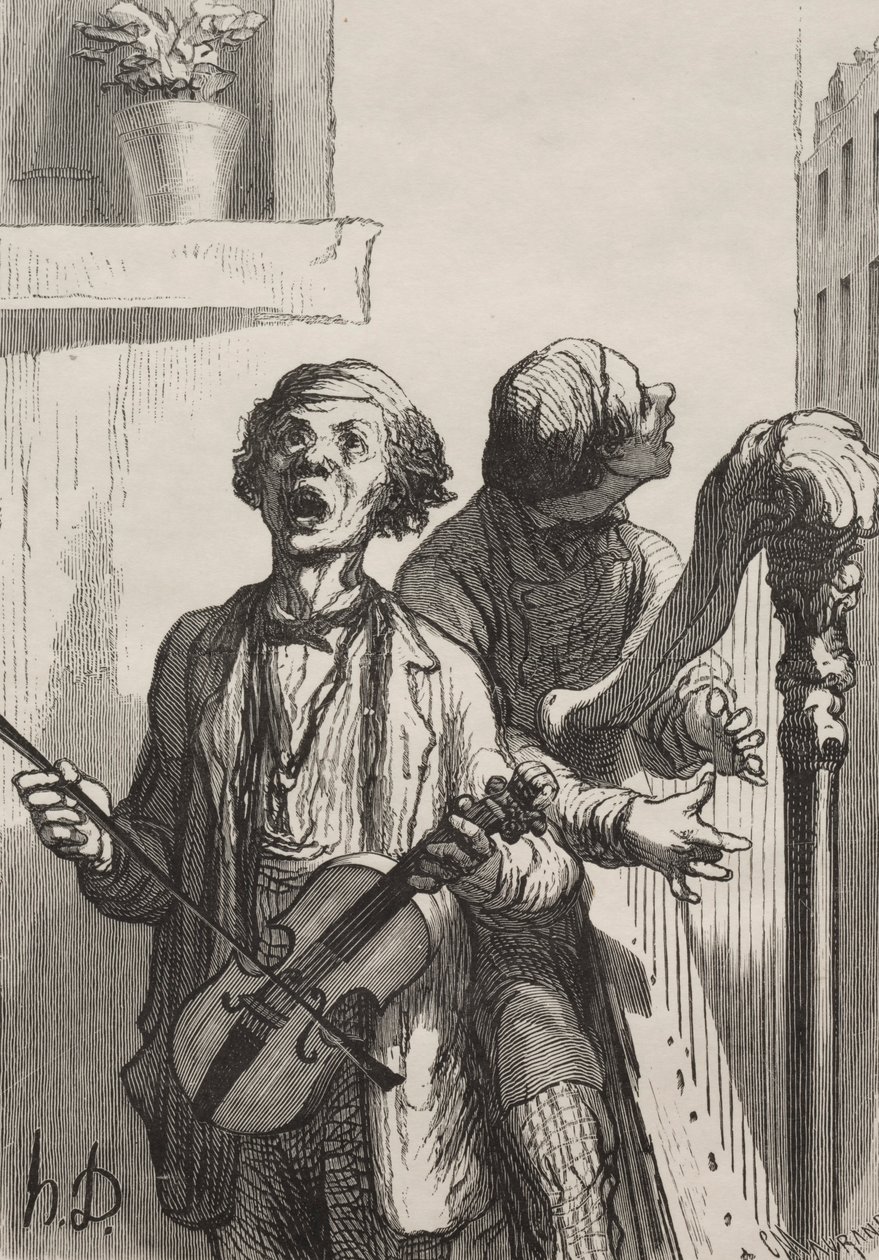 Az énekesek: Street Singers. alkotó: Honoré Daumier