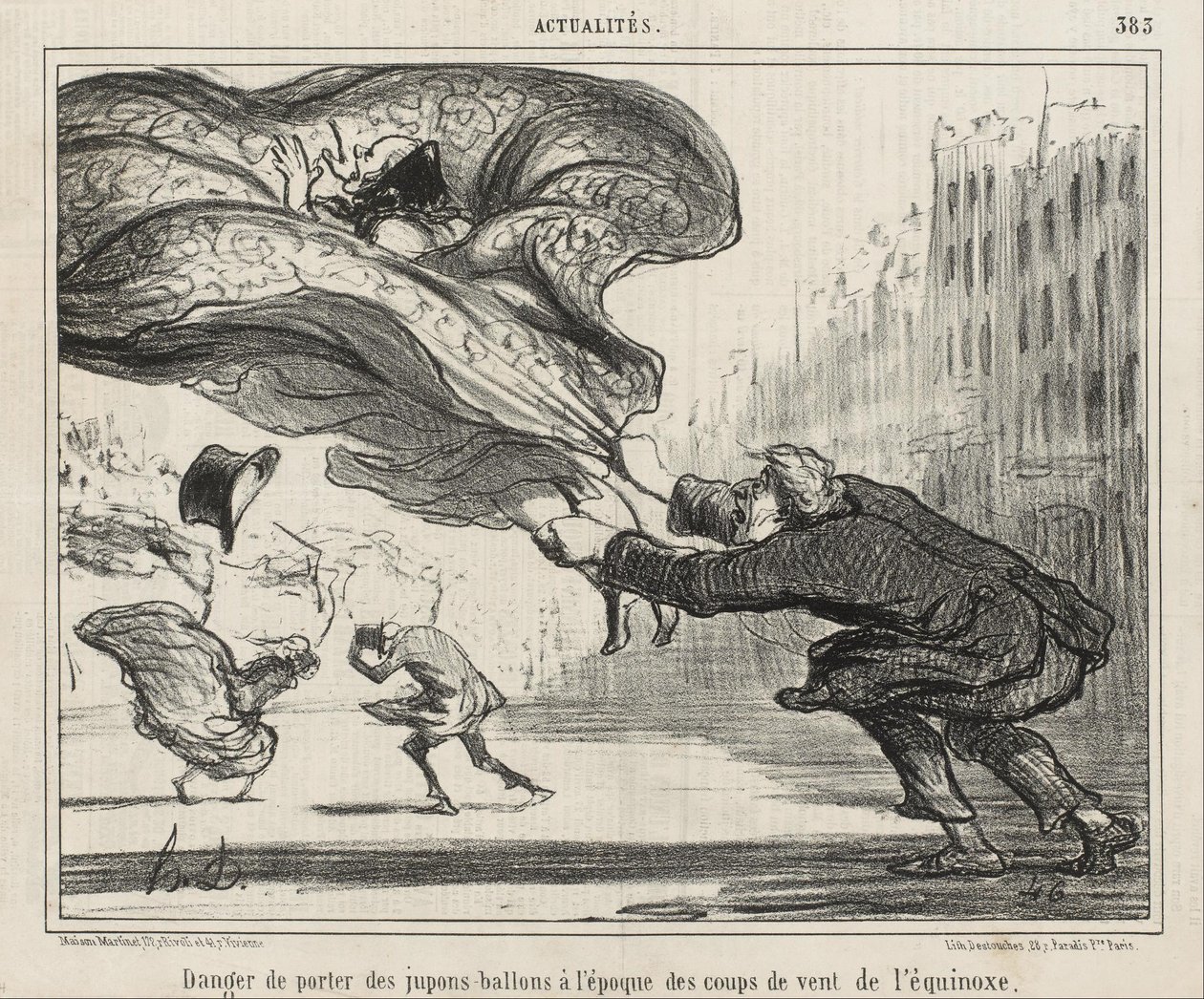 A karikaszoknya viselésének veszélye... alkotó: Honoré Daumier