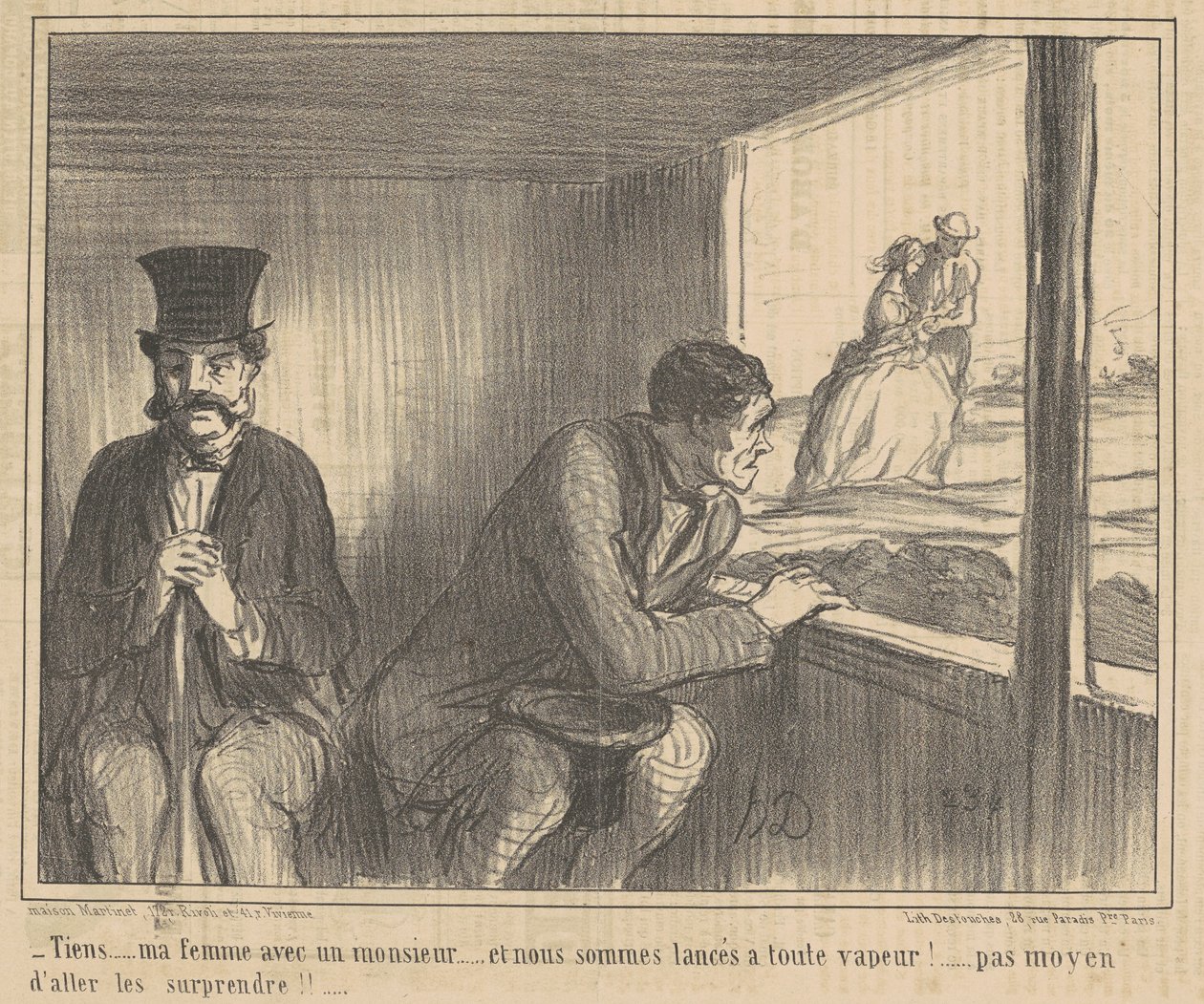 Itt a feleségem egy úriemberrel... alkotó: Honoré Daumier