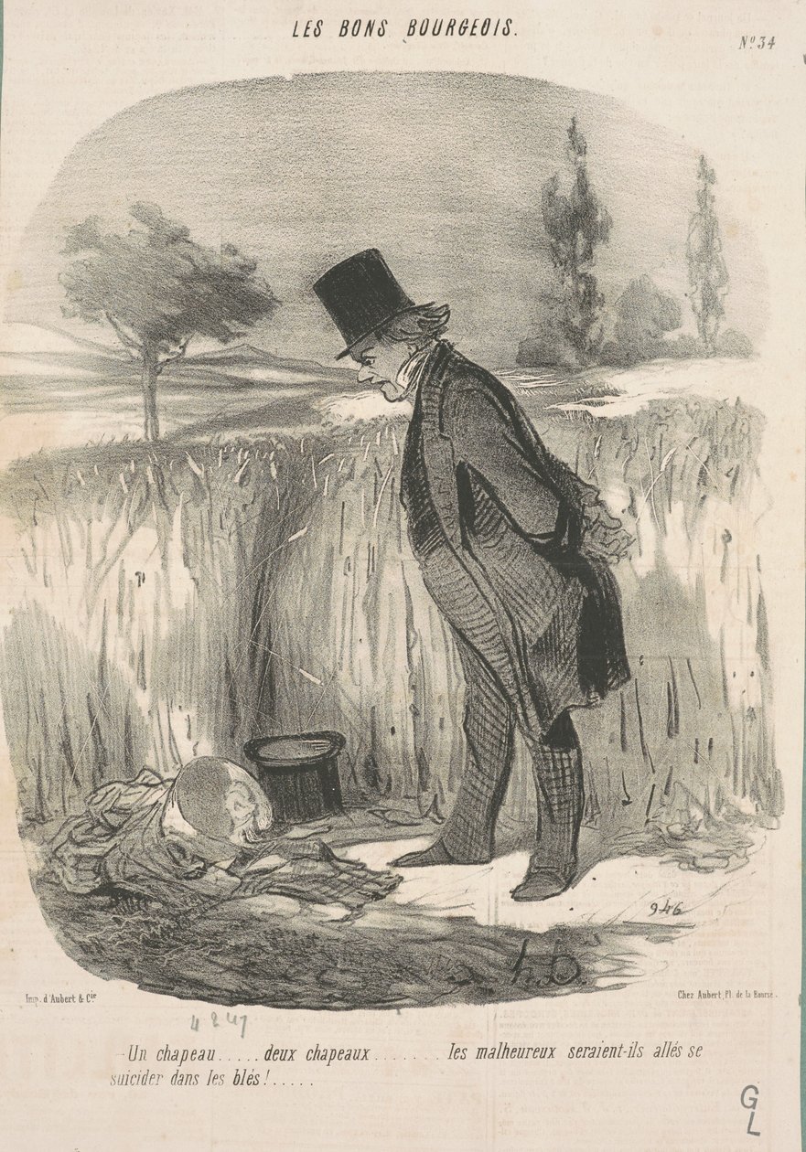 Egy kalap... két kalap... a szerencsétlen... alkotó: Honoré Daumier