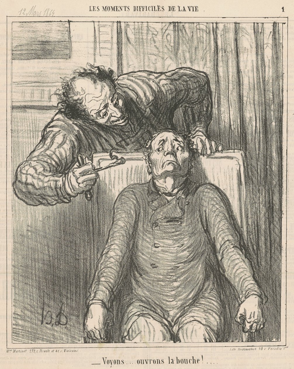 Lássuk csak... nyissuk ki a szánkat! ... alkotó: Honoré Daumier