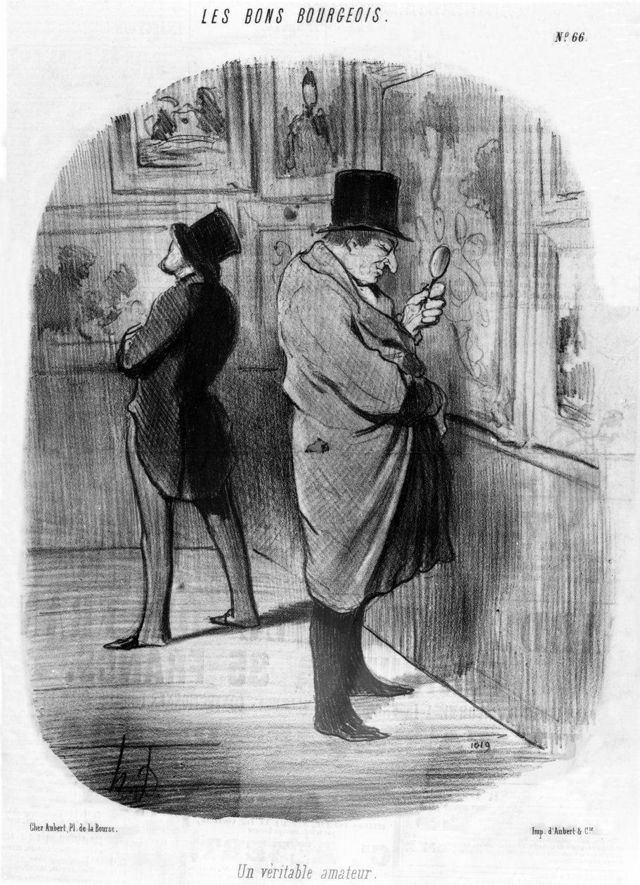 „A True Art Lover” a „Good Bourgeois” karikatúrák sorozatából, megjelent a „Le Charivari”-ban, 1847. május 16. alkotó: Honoré Daumier