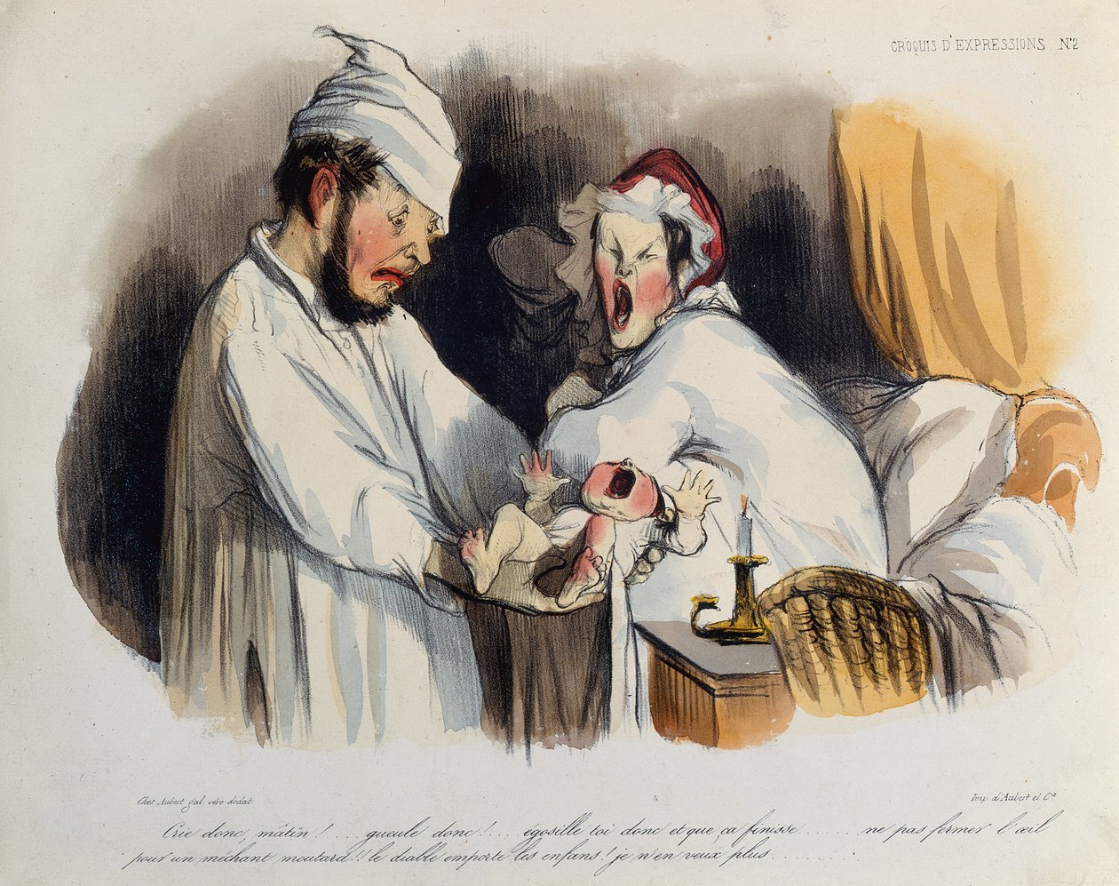 A szülők felébredtek a babájuk által alkotó: Honoré Daumier