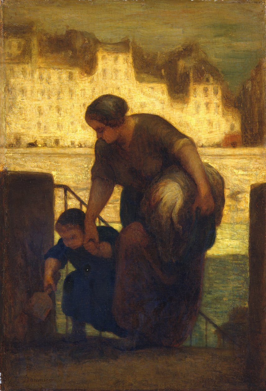 The Laundress, 1863 körül (olaj, fa) alkotó: Honoré Daumier