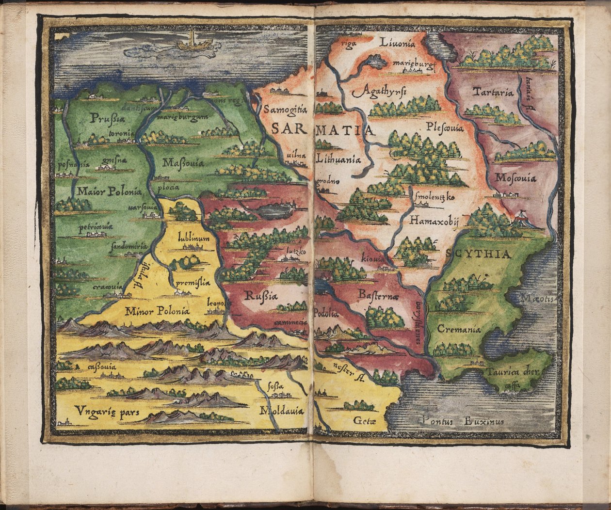 Sarmácia térképe: Rudimenta Cosmographica, 1542 alkotó: Honterus