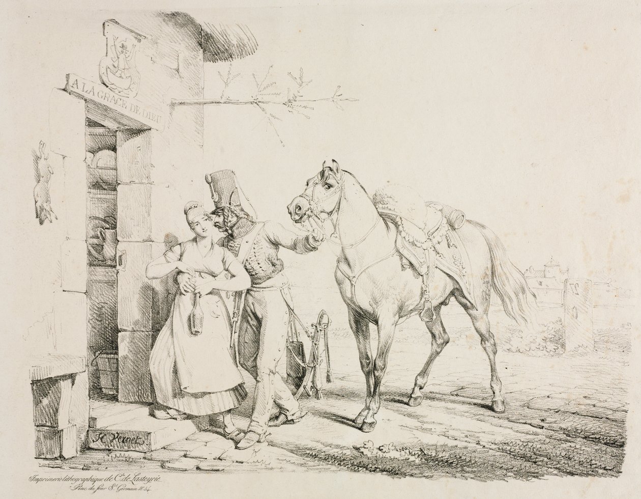 Szolgát ölelő huszár alkotó: Emile Jean Horace Vernet