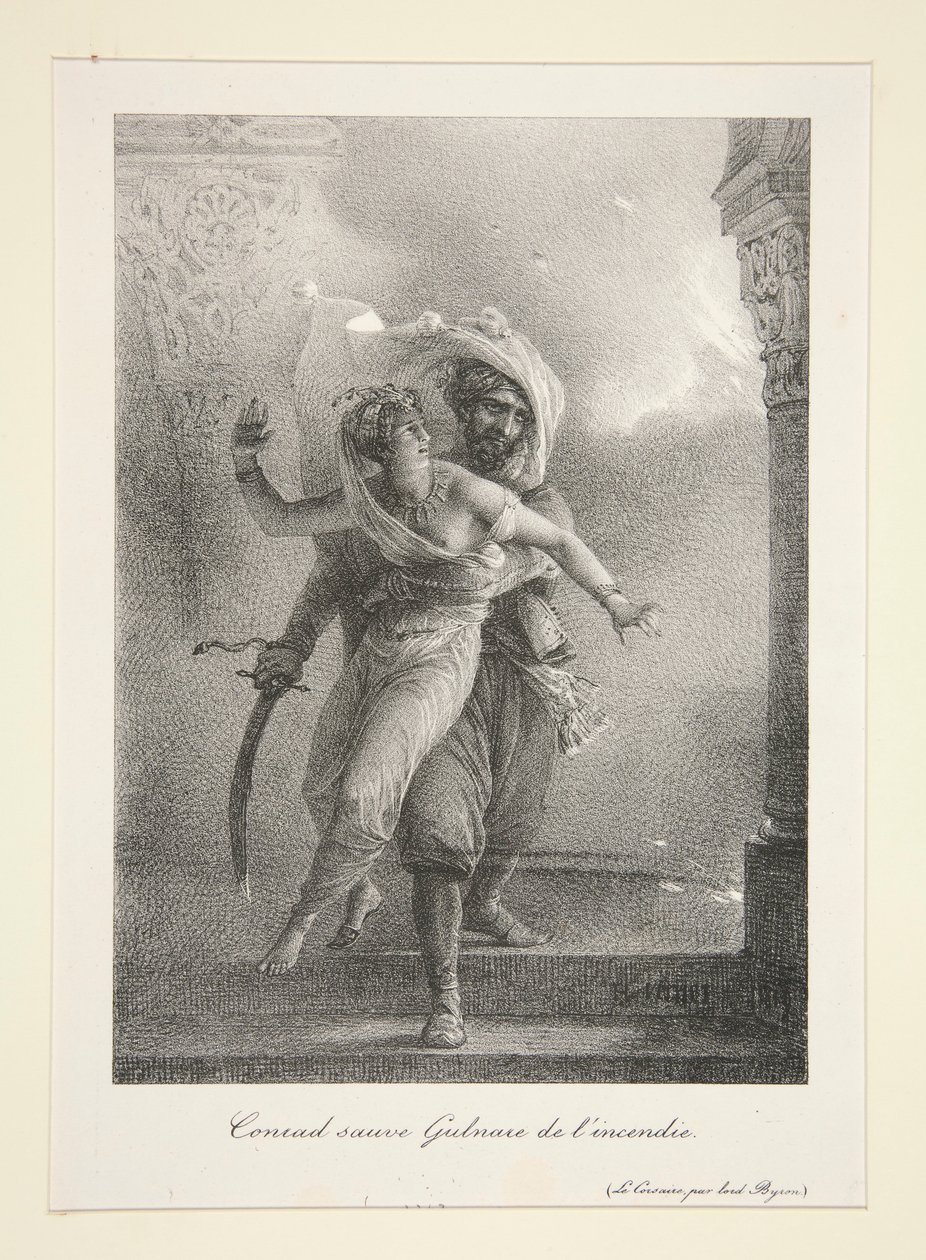 Conrad megmenti Gulnare-t az l alkotó: Emile Jean Horace Vernet
