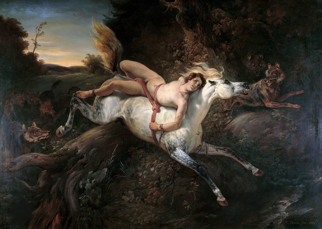 Mazeppa és a farkasok, 1826. alkotó: Emile Jean Horace Vernet