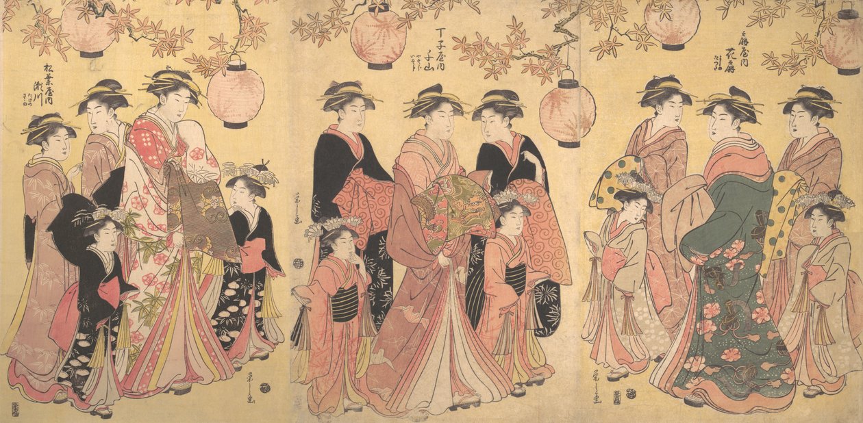 A Yoshiwara felvonulás ősszel, kb. 1793. alkotó: Hosoda Eishi