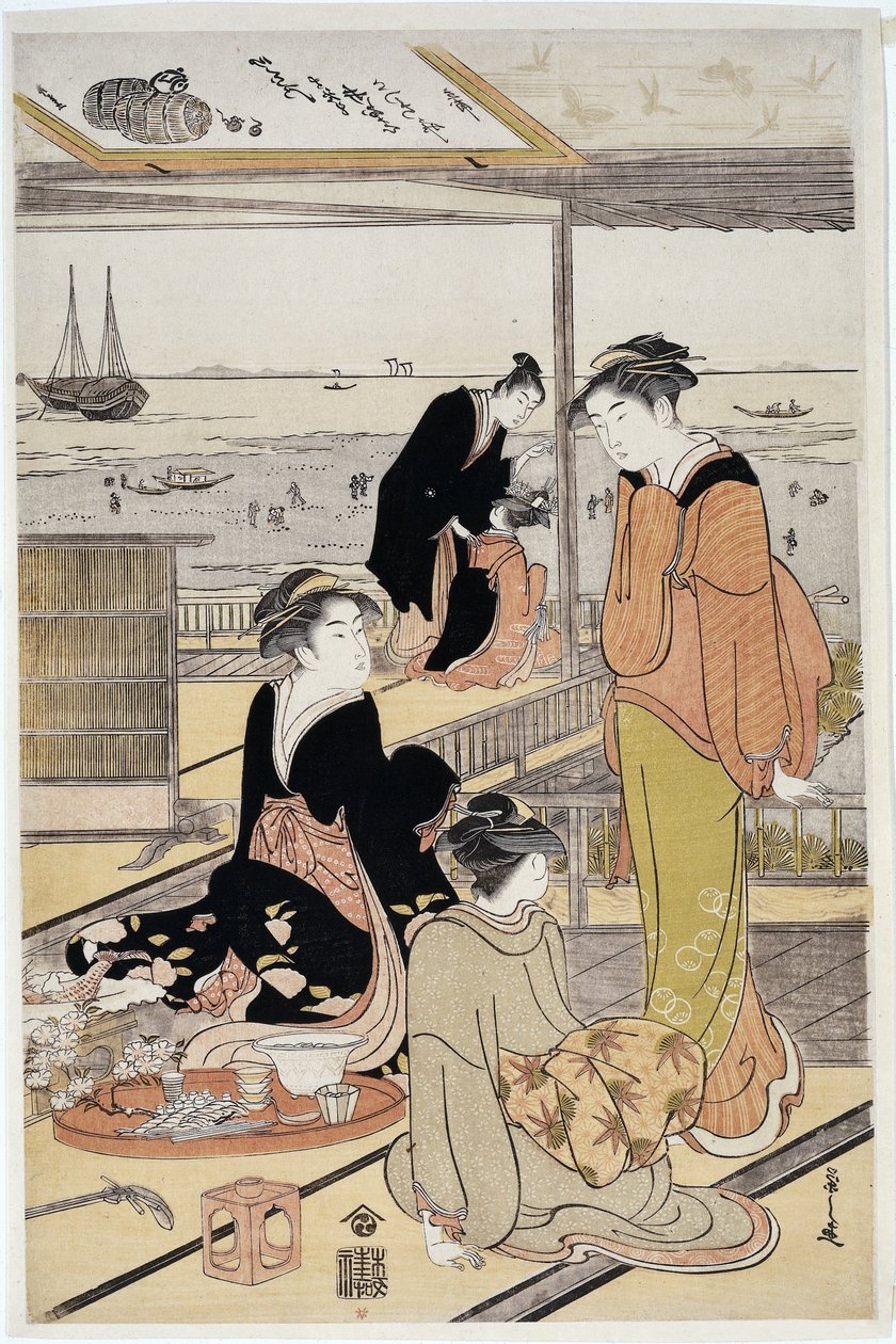Teaház a Shinagawa-öbölben alkotó: Hosoda Eishi