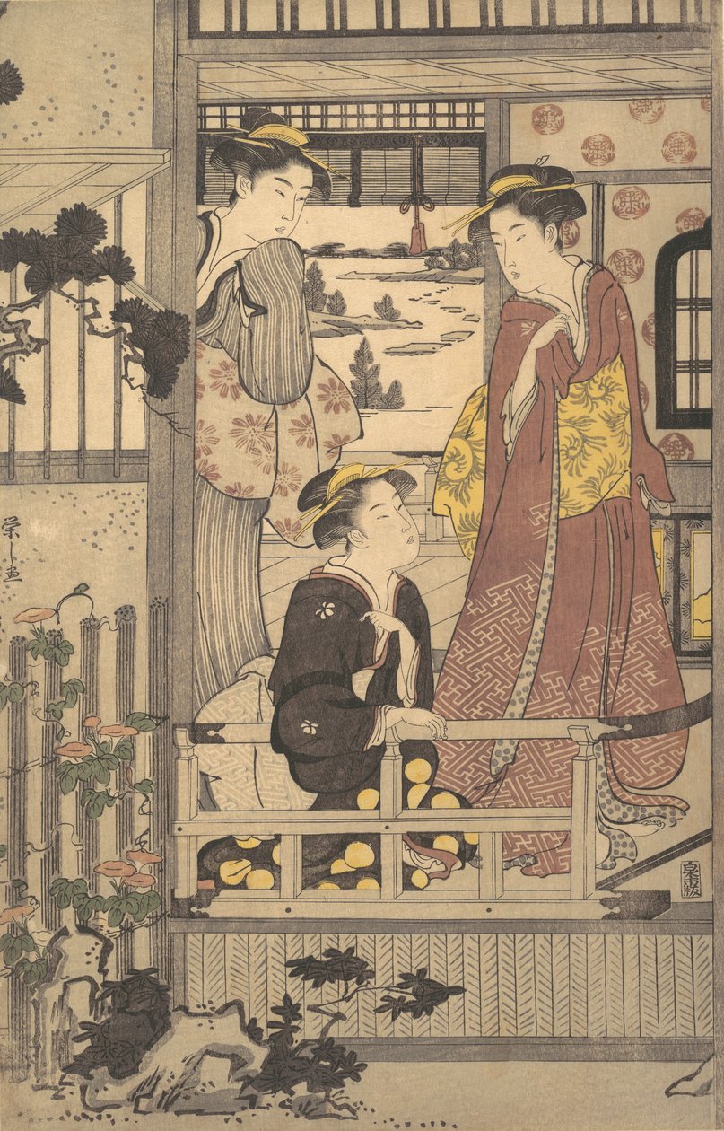 Három nő a verandán, 1756-1829. alkotó: Hosoda Eishi