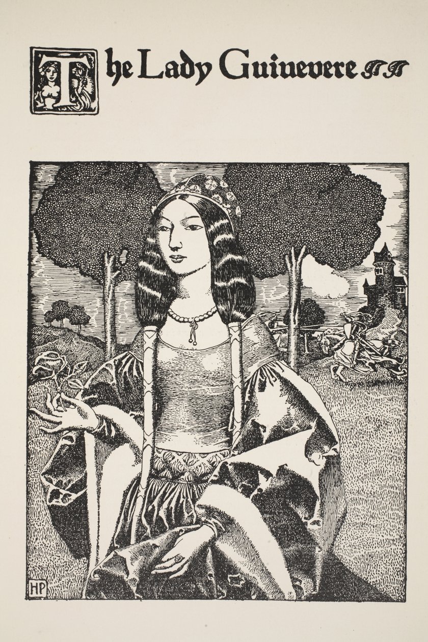 Lady Guinevere, illusztráció az Arthur király és lovagjai történetéből, 1903 alkotó: Howard Pyle