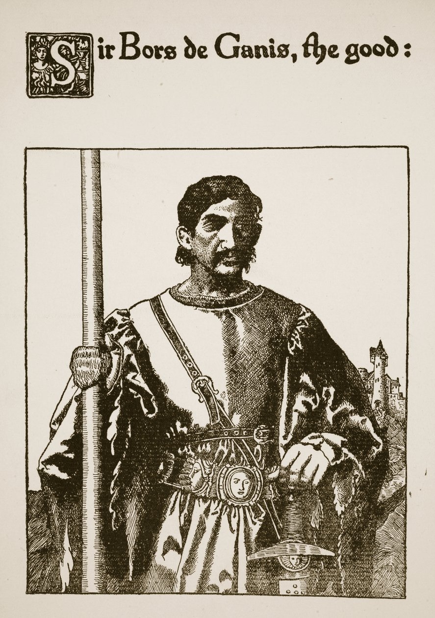 Sir Bors de Ganis, a jó, illusztráció a Sir Launcelot és társai történetéből, 1907 alkotó: Howard Pyle