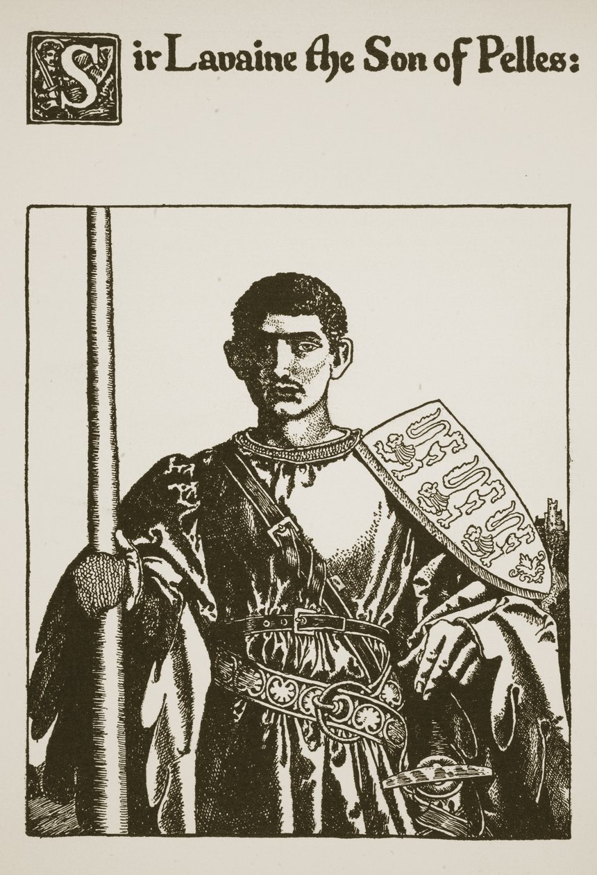 Sir Lavaine, Pelles fia, illusztráció a Sir Launcelot és társai történetéből, 1907 alkotó: Howard Pyle