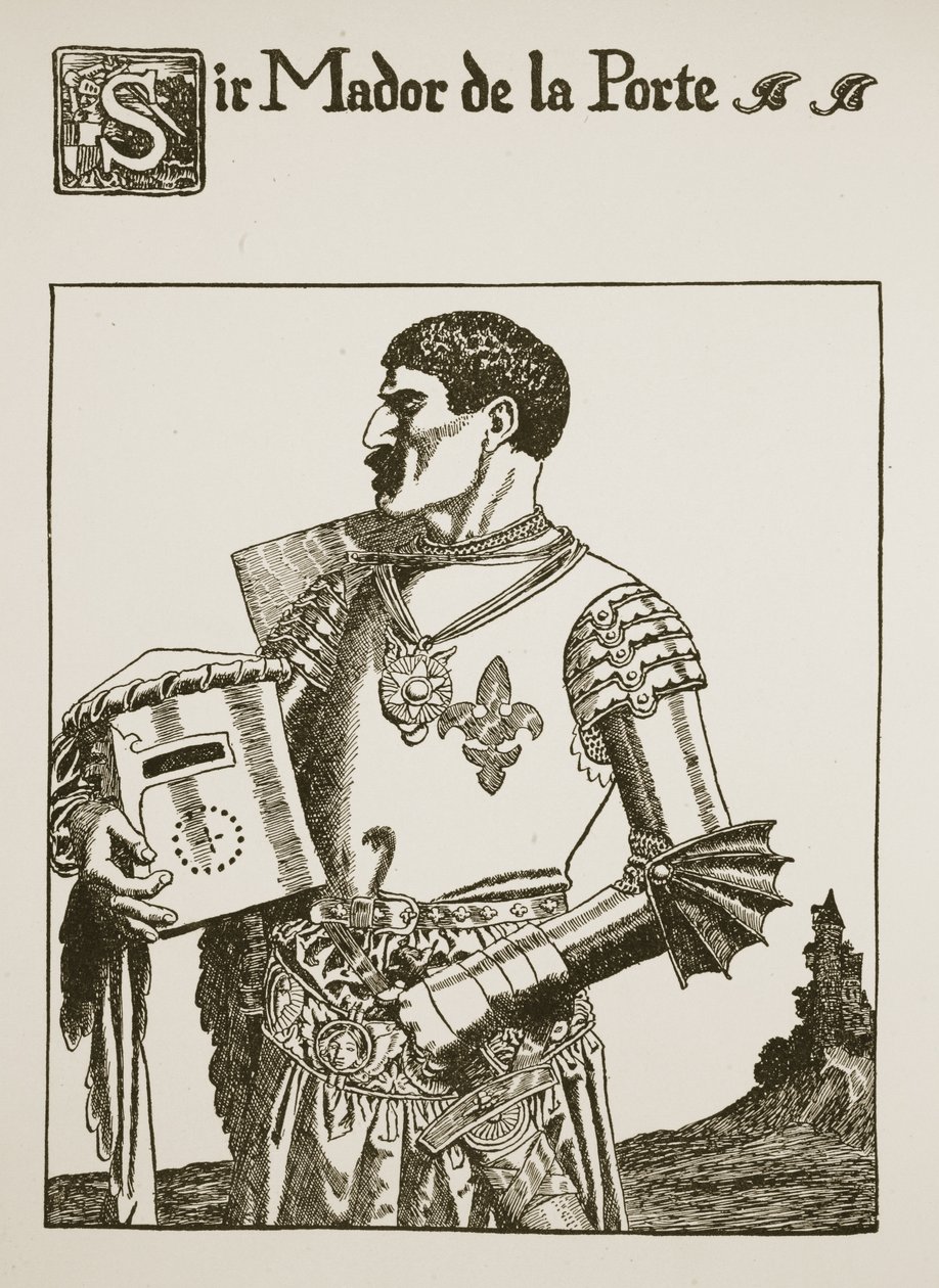 Sir Mador de la Porte, illusztráció a Grál történetéből és Arthur elmúlásából, 1910 körül alkotó: Howard Pyle