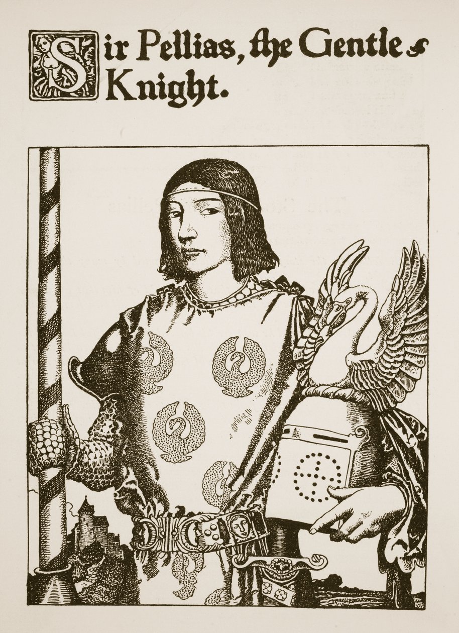 Sir Pellias, a szelíd lovag, illusztráció az „Artúr király és lovagjai története” című könyvből, 1903 alkotó: Howard Pyle