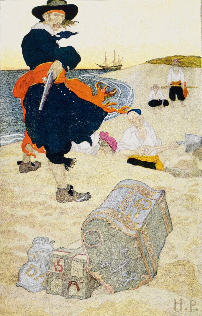 Eltemetett kincs, 20. század eleje (könyvillusztráció) alkotó: Howard Pyle