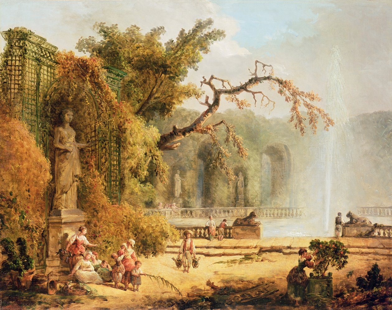 Romantikus kerti jelenet alkotó: Hubert Robert
